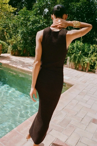 Длинная трикотажная юбка с узорной вязкой- Заказать в России