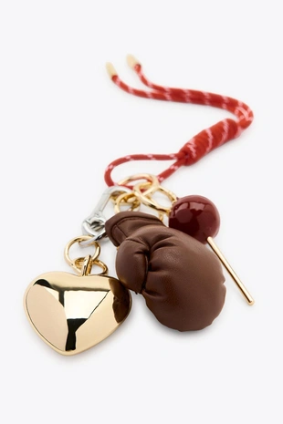 Брелок для ключей с подвесками в форме сердца и перчатки- Заказать в России