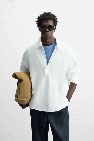 Рубашка-поло из хлопка- Заказать в России