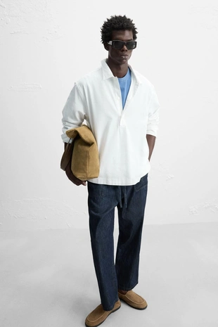 Рубашка-поло из хлопка- Заказать в России