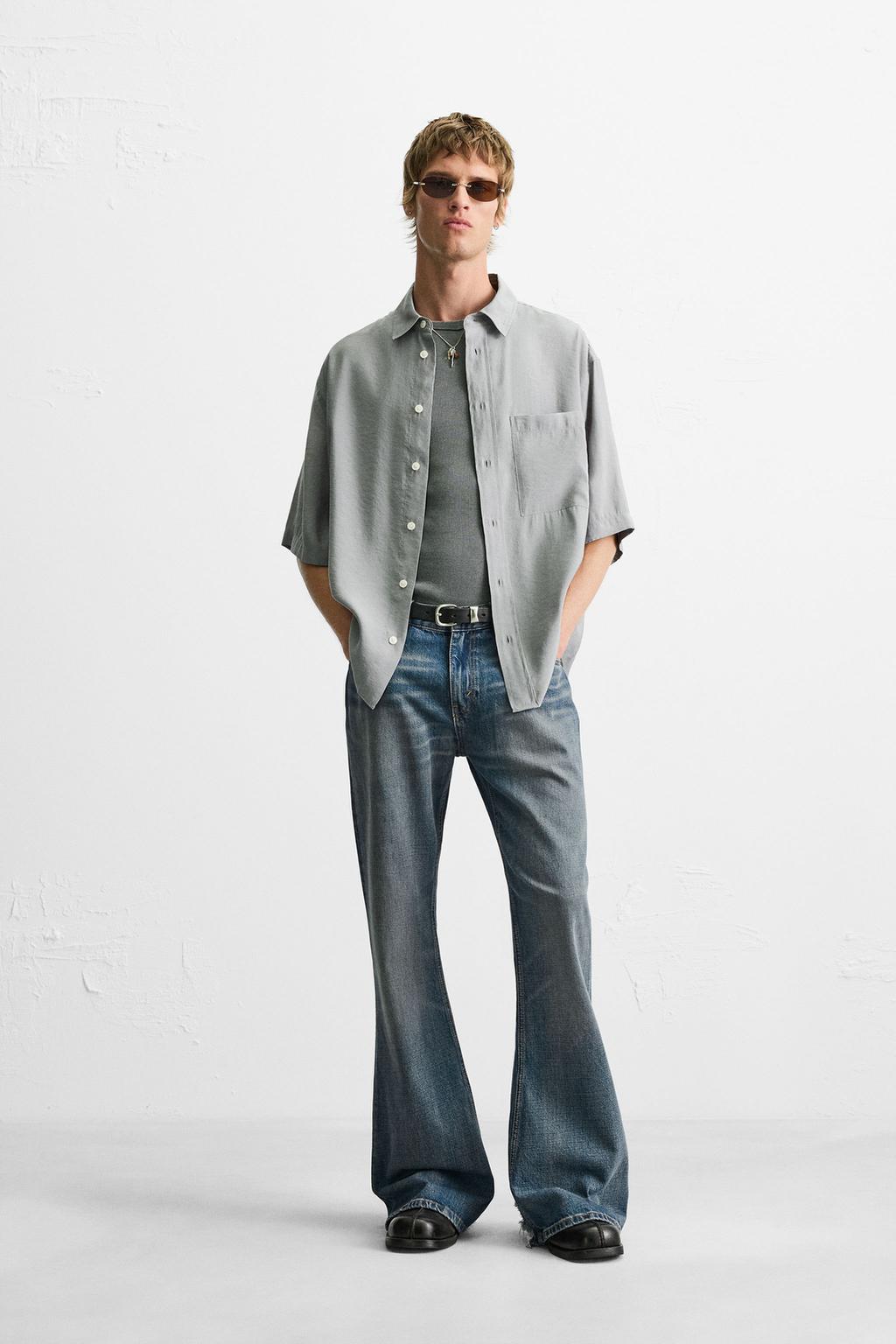 РУБАШКА RELAXED FIT ИЗ СТРУЯЩЕЙСЯ ТКАНИ