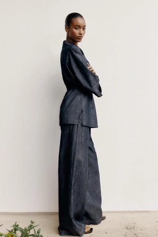 Широкие брюки из льна- Заказать в России