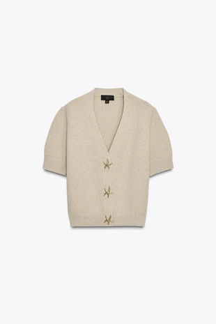 Вязаный кардиган с пуговицами в виде звезд- Заказать в России