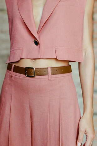 Длинные бермуды с поясом из льна- Заказать в России