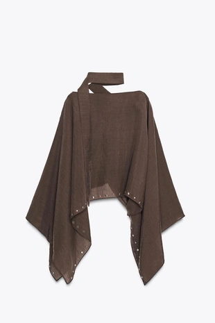 Накидка с заклепками и шарфом- Заказать в России