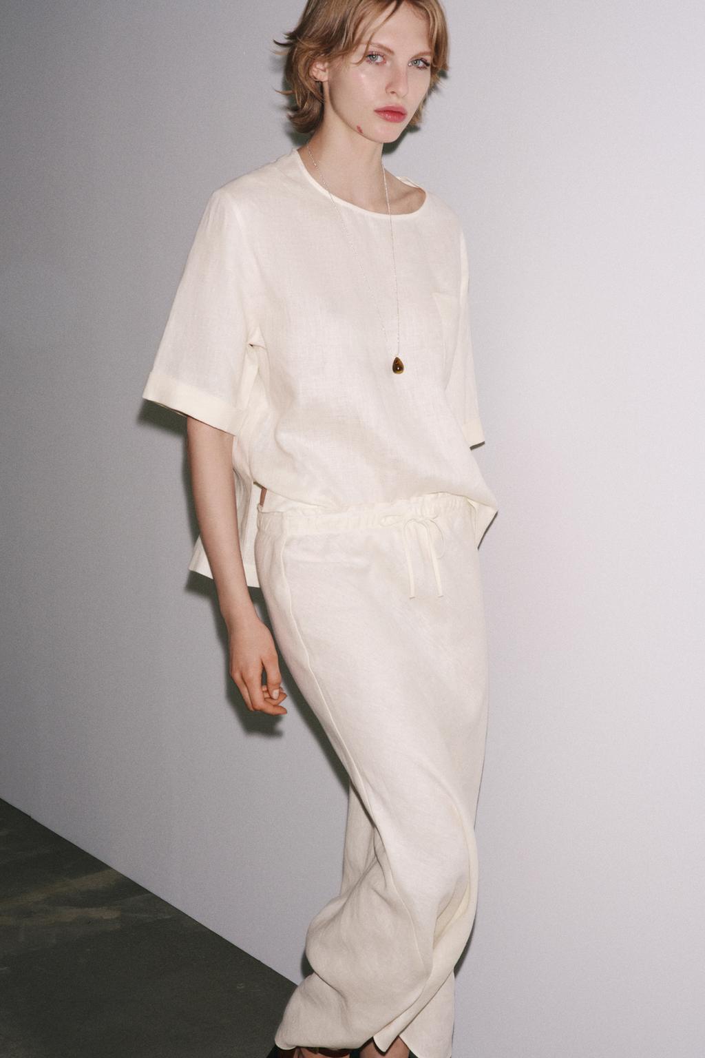 ТОП ИЗ ЛЬНА С КОРОТКИМИ РУКАВАМИ ZW COLLECTION