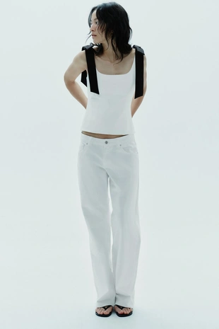 Топ из эластичной такни с бантами- Заказать в России