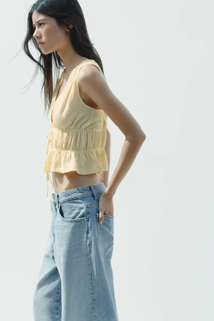 Топ в клетку виши с завязками- Заказать в России