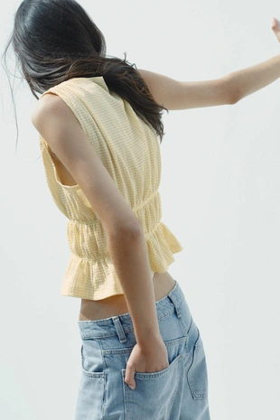 Топ в клетку виши с завязками- Заказать в России