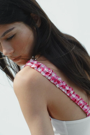 Корсетный топ в клетку виши- Заказать в России