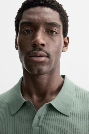 Трикотажное поло в рубчик- Заказать в России