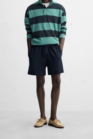 Шорты-бермуды RELAXED FIT из рельефной ткани- Заказать в России