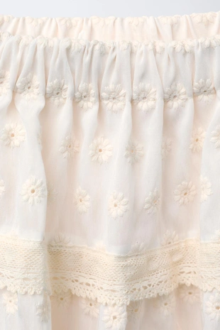 Юбка с вышивкой и кружевом- Заказать в России