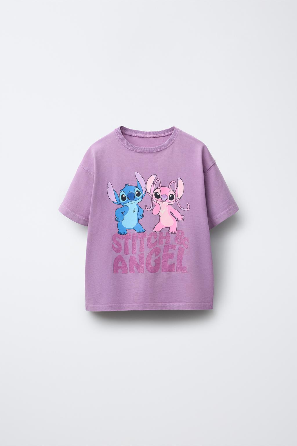 Футболка с блестящей печатью stitch & angel © disney
