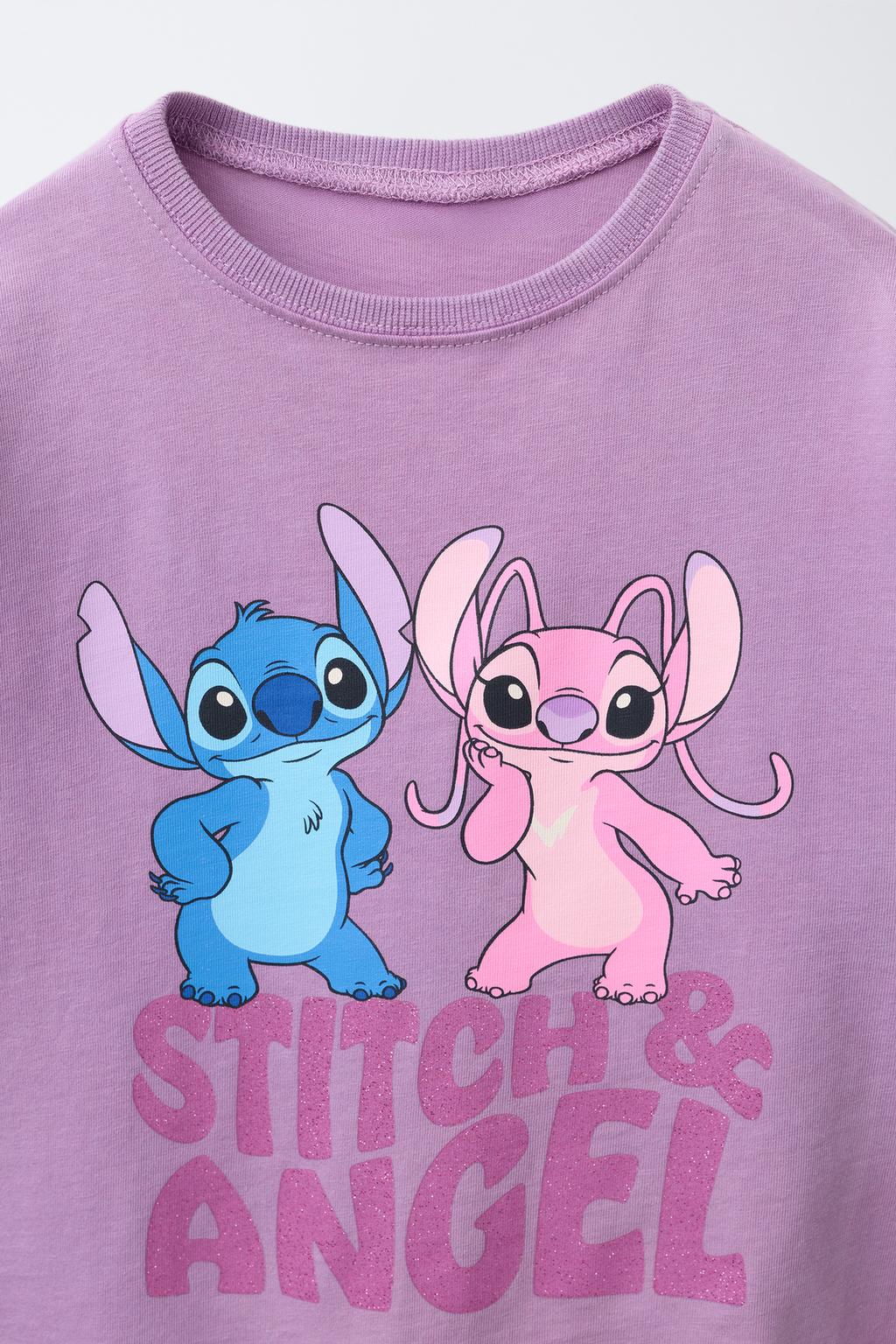 Футболка с блестящей печатью stitch & angel © disney