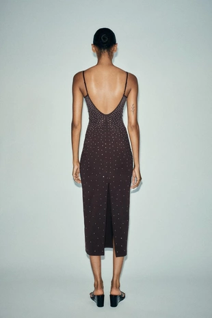 Платье из полиамида со стразами- Заказать в России