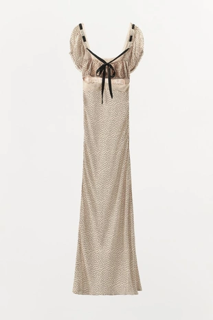 Платье в горошек с контрастным бантом- Заказать в России