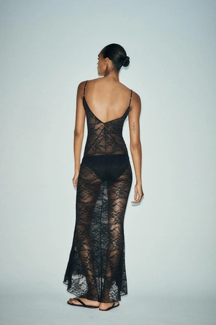 Длинное кружевное платье- Заказать в России