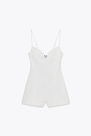 Короткий комбинезон с вырезами и платочным принтом в полоску- Заказать в России