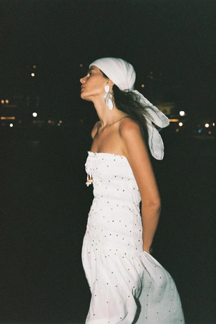 Платье-миди с помпонами- Заказать в России