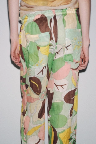 Брюки из ткани рами с цветочным принтом — ZW COLLECTION- Заказать в России