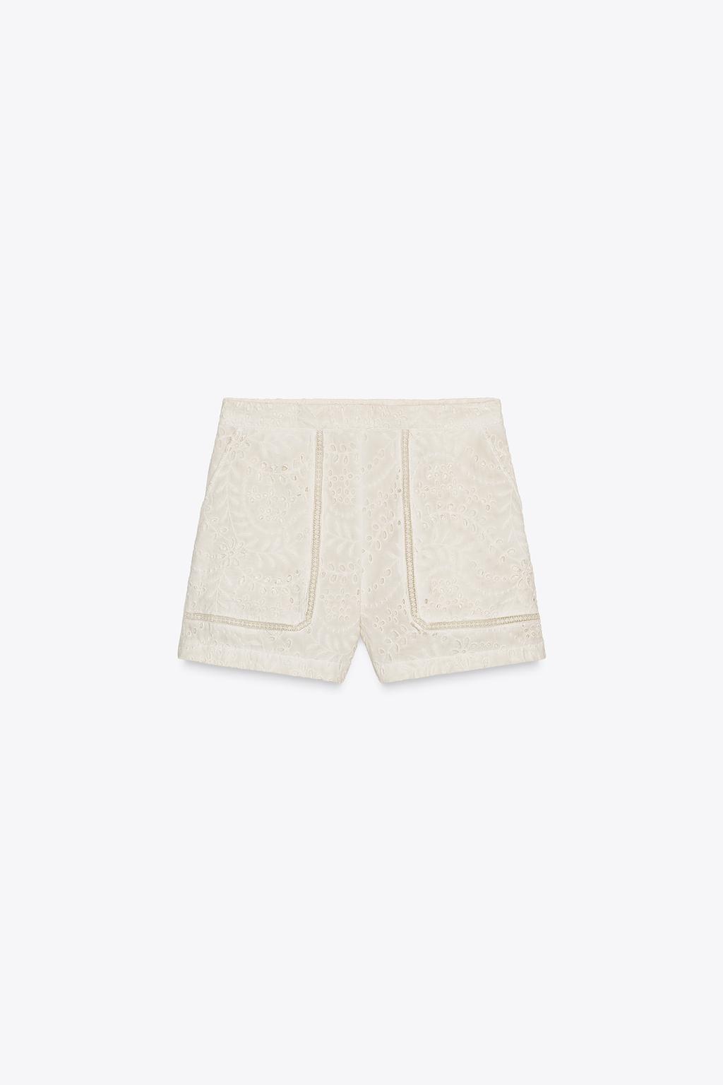 БЕРМУДЫ С ПЕРФОРИРОВАННОЙ ВЫШИВКОЙ — ZW COLLECTION