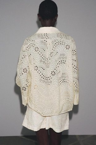 Рубашка с вышивкой и перфорацией — ZW COLLECTION- Заказать в России