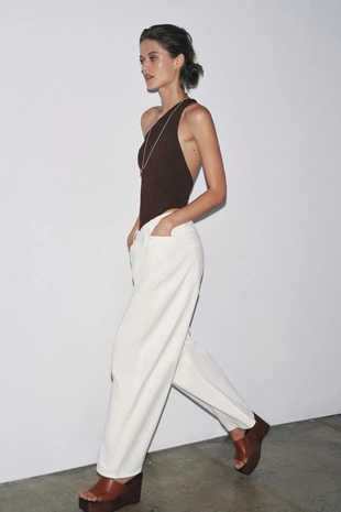 Боди асимметричного кроя из полиамида- Заказать в России