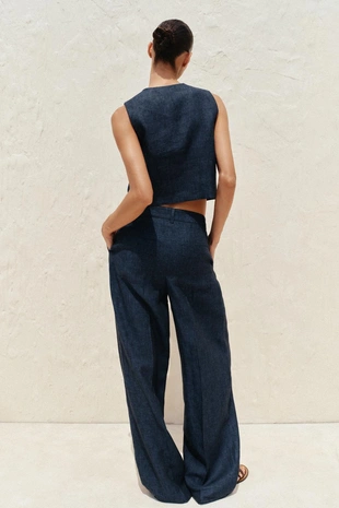 Двубортный жилет из 100% льна- Заказать в России