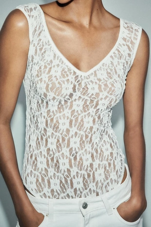 Боди из кружева шантильи- Заказать в России