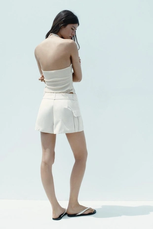 Текстурированный топ-халтер с кружевом- Заказать в России