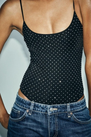 Боди из полиамида со стразами- Заказать в России