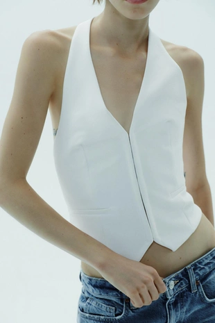 Топ-жилет с платочным принтом и горловиной халтер- Заказать в России