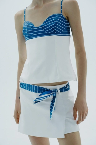 Эластичный топ с принтом в виде платка- Заказать в России