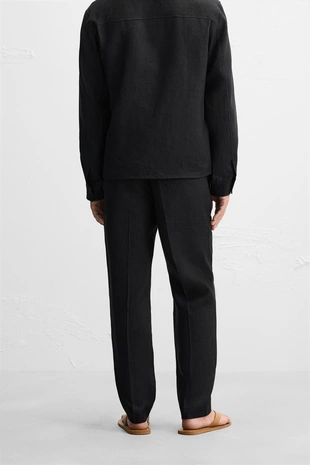 Black | 1957/100/800 - Zara Брюки классического кроя из 100% льна