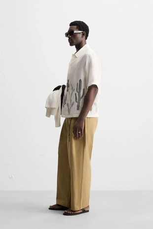 Рубашка изо льна и вискозы CACTUS- Заказать в России