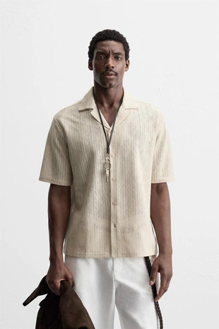 Рубашка из ткани с открытой текстурой «ёлочка»- Заказать в России