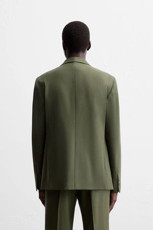 Двубортный костюмный блейзер с шерстью- Заказать в России