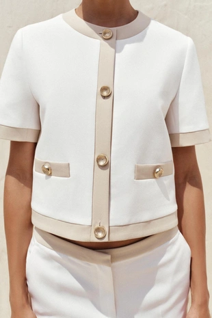 Комбинированный блейзер с короткими рукавами- Заказать в России