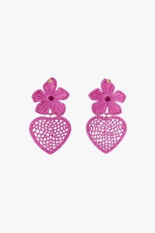 Серьги «рафия, цветок и сердечко»- Заказать в России