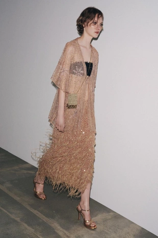 Юбка с пайетками и перьями- Заказать в России