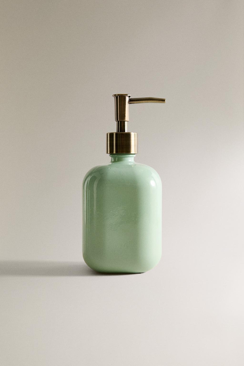 Стеклянный дозатор для мыла jade green