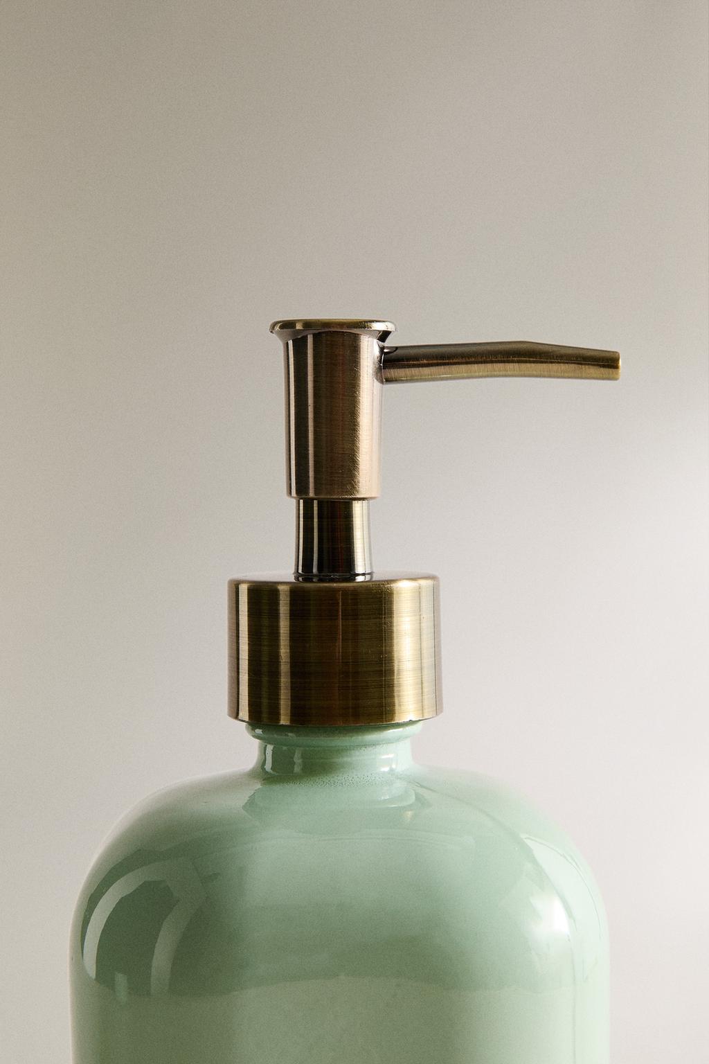 Стеклянный дозатор для мыла jade green