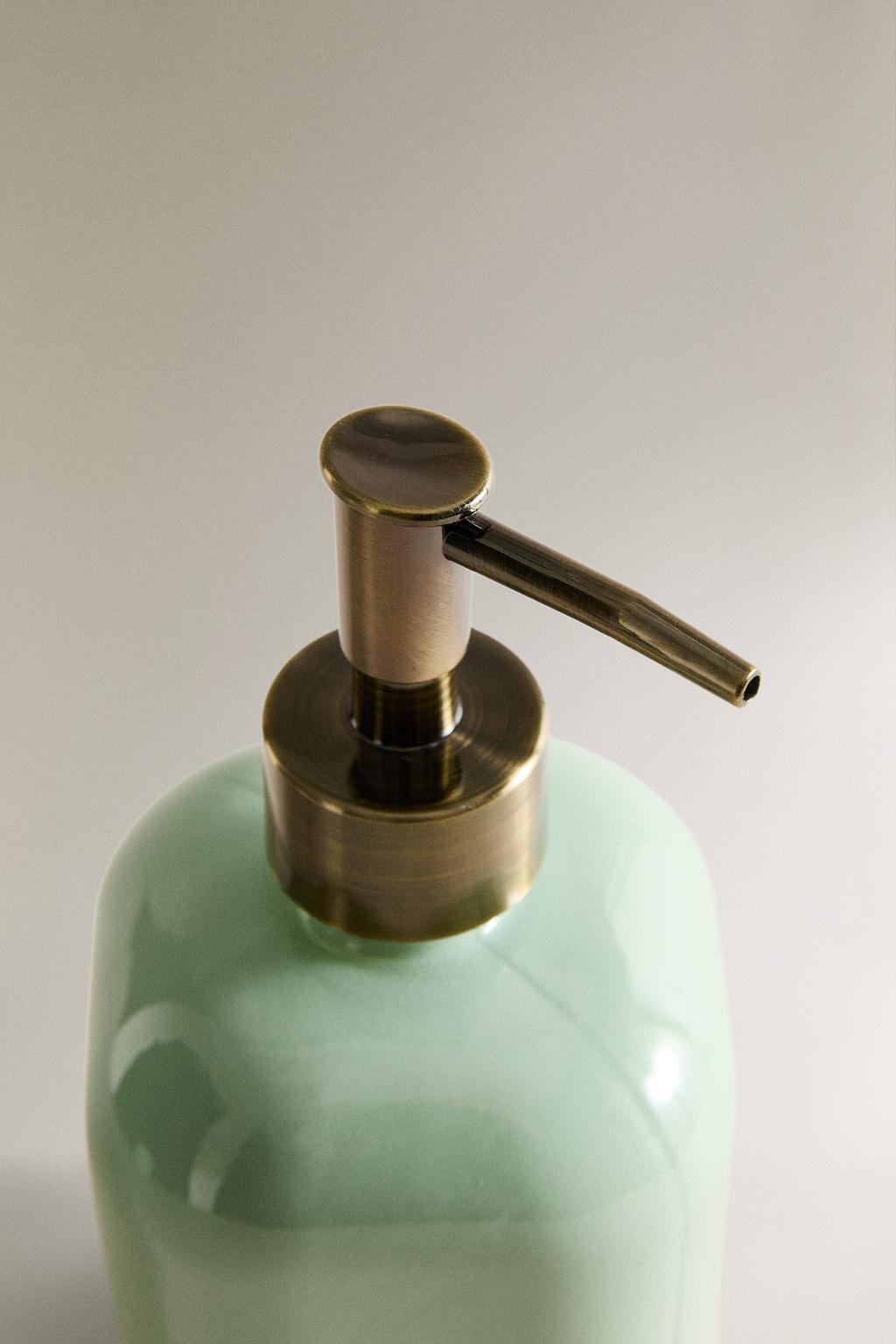Стеклянный дозатор для мыла jade green