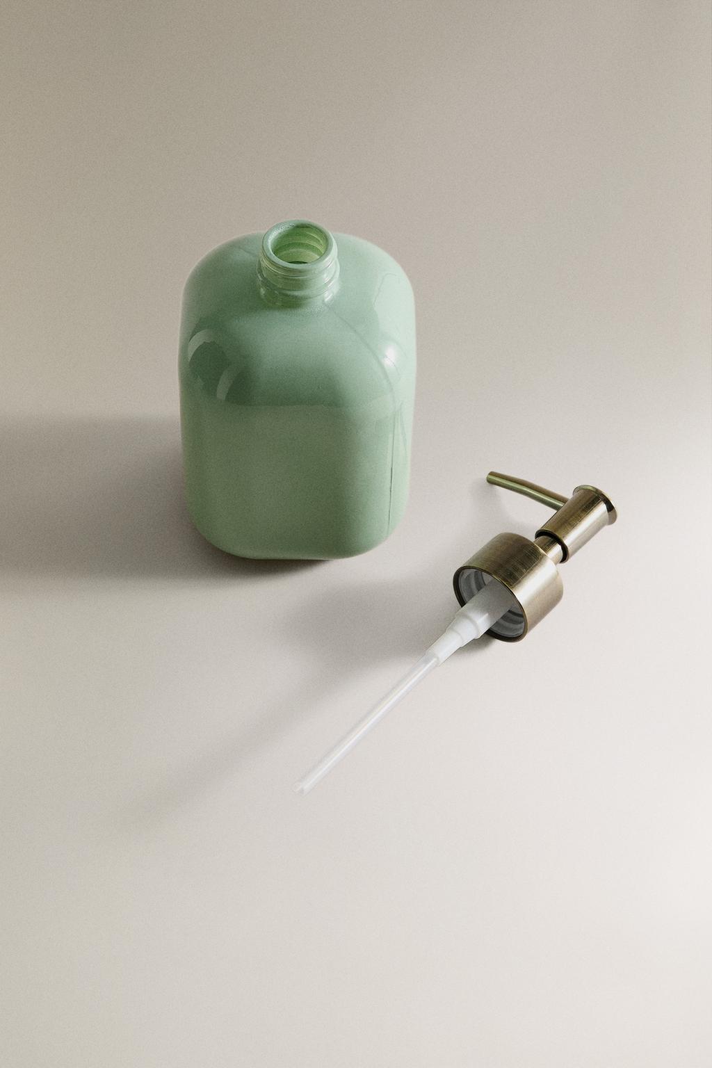 Стеклянный дозатор для мыла jade green