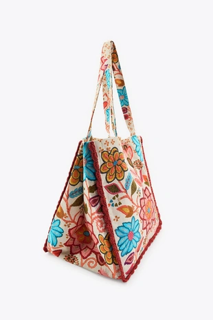 Большая сумка с принтом, вышивкой и цветами- Заказать в России