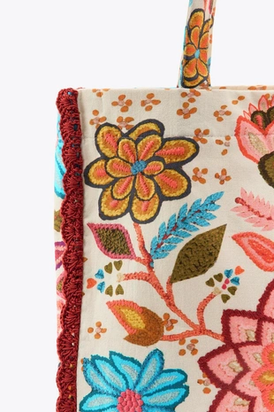 Большая сумка с принтом, вышивкой и цветами- Заказать в России