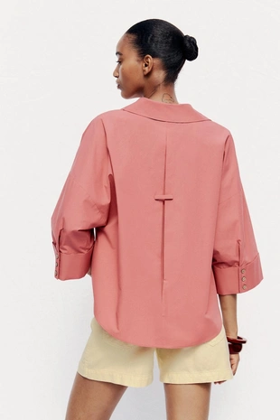 Рубашка из поплина с широкими рукавами