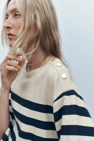 Полосатая рубашка из льна