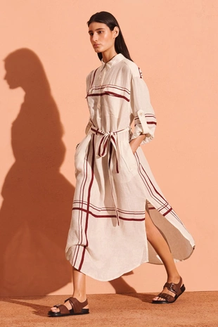 Рубашечное платье из льняной пряжи- Заказать в России